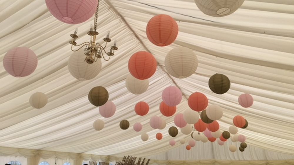 Pink and gold clearance paper lanterns